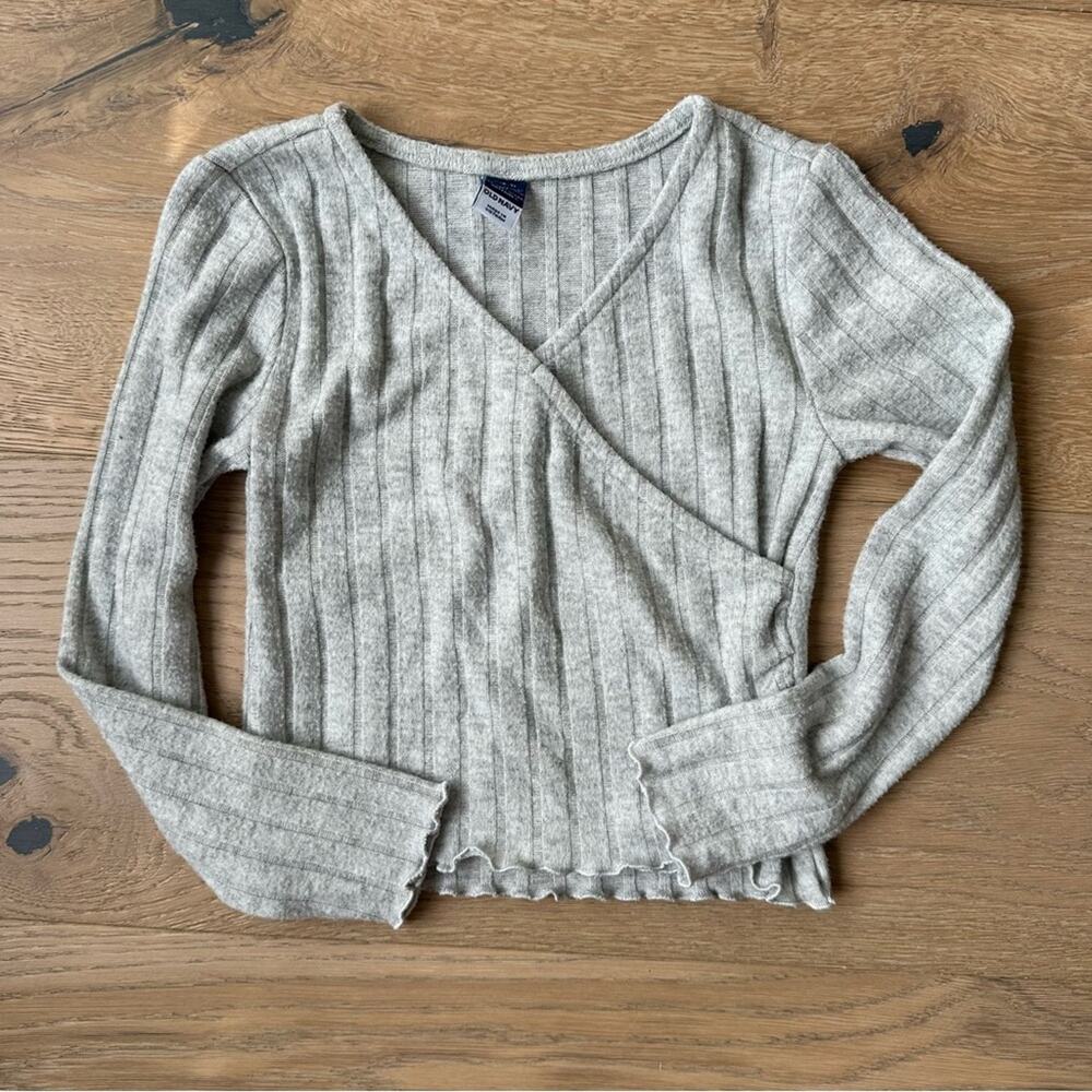 Old Navy Light Gray Ribbed Knit Top S